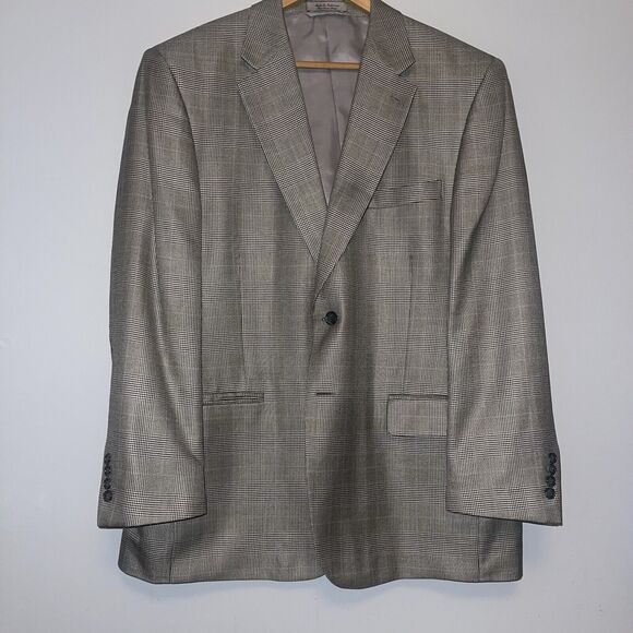 W.H. Belk Blazer Suit Jacket 44R Silk Wool Blend Houndstooth Nailhead Windowpane - Picture 1 of 8